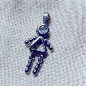 Sterling Silver With Crystal Face Charm girl